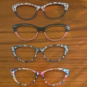 4 Pair Cat-Eye Reading Glasses Set in Mixed Patterns